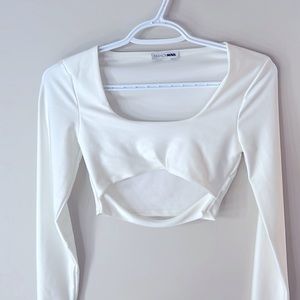 SOLD Cropped split white long sleeve top!! - Never Worn